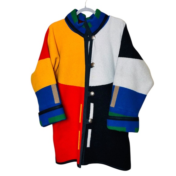 Aventura Jackets & Blazers - Aventura Colorblock Oversized Wool Blanket Car Coat Jacket Made in USA - Taos NM